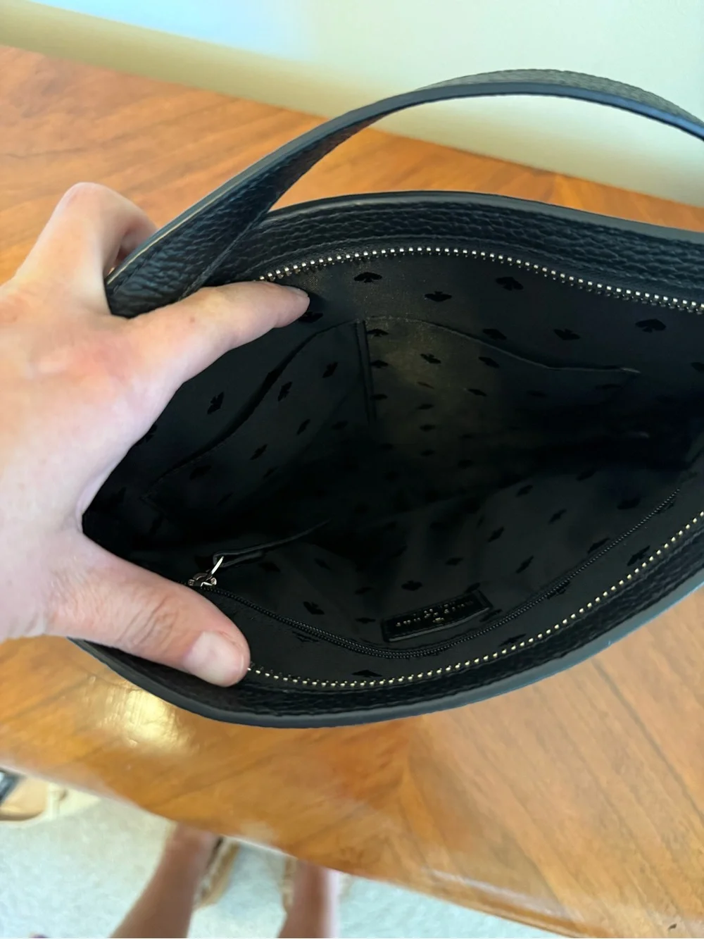 kate spade Black Pebbled Leather Messenger Bag